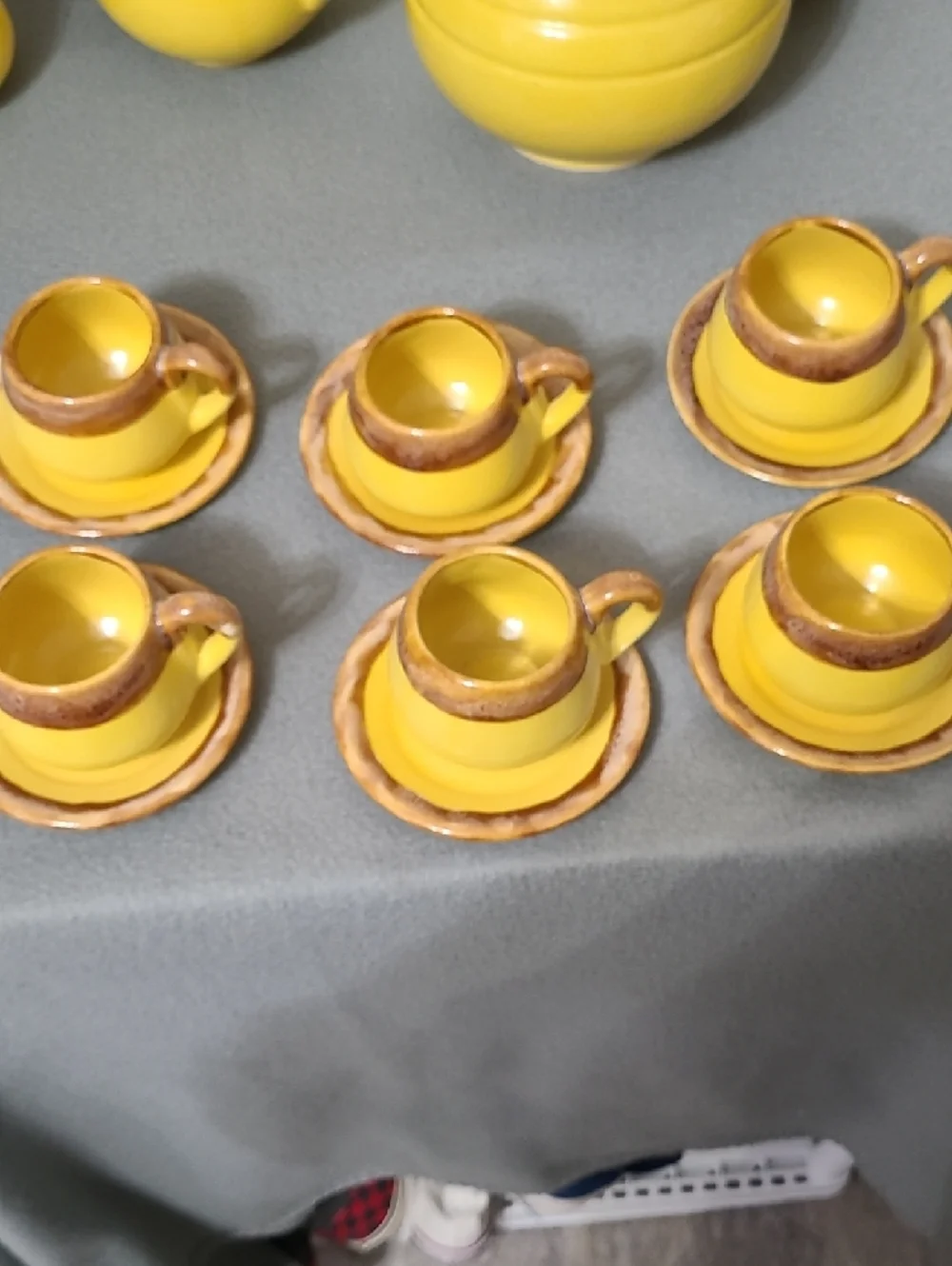 Vintage Yellow & Brown‎ 20 piece Ceramic Coffee & Tea Set - Made In Columbia